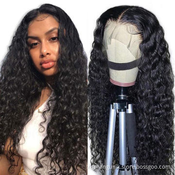 13X4 Wavy Lace Front Human Hair Wig Natural Color 40 Inch Deep Wave Wig Raw Virgin Cuticle Aligned Hd Lace Wig For Black Women